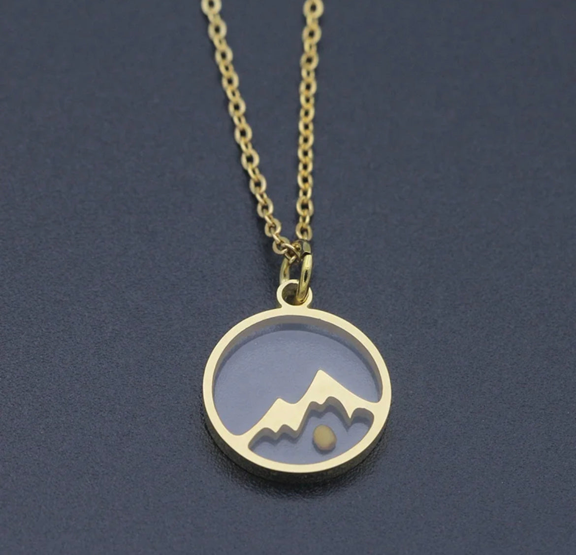 Faith can move mountains necklace stainless steel gold plated mustard seed inside